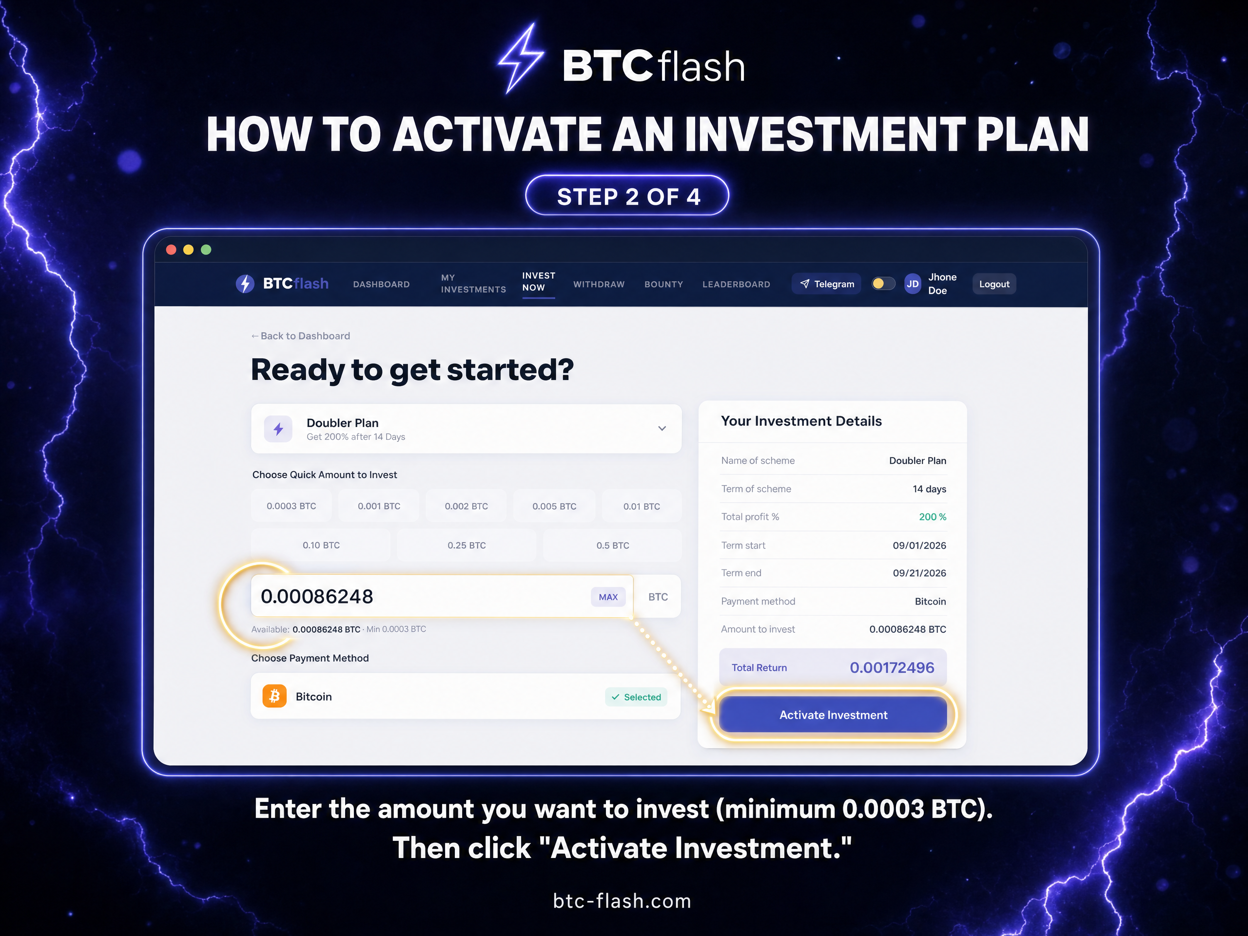 Plan activation guide step 2: Choose your amount