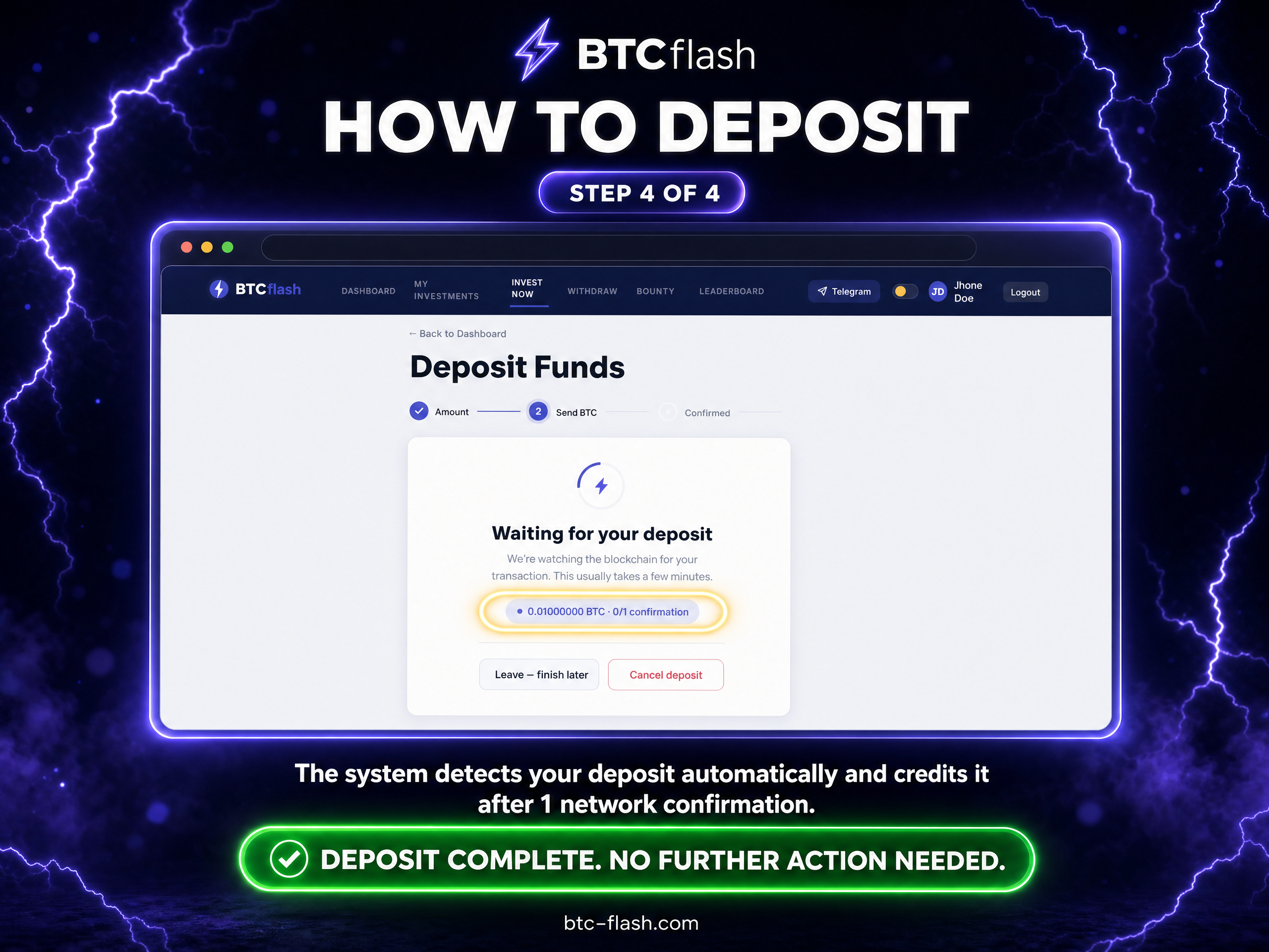 Deposit guide step 4: Wait for confirmation